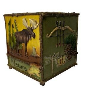 Wilderness Hand Painted Tissue Box Cover / cabin decor / camping hunting